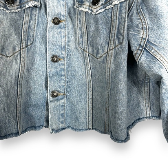 We The Free Amelia Slouchy Denim Trucker Jacket, Just The Way It Is Wash, Size S - Picture 5 of 14